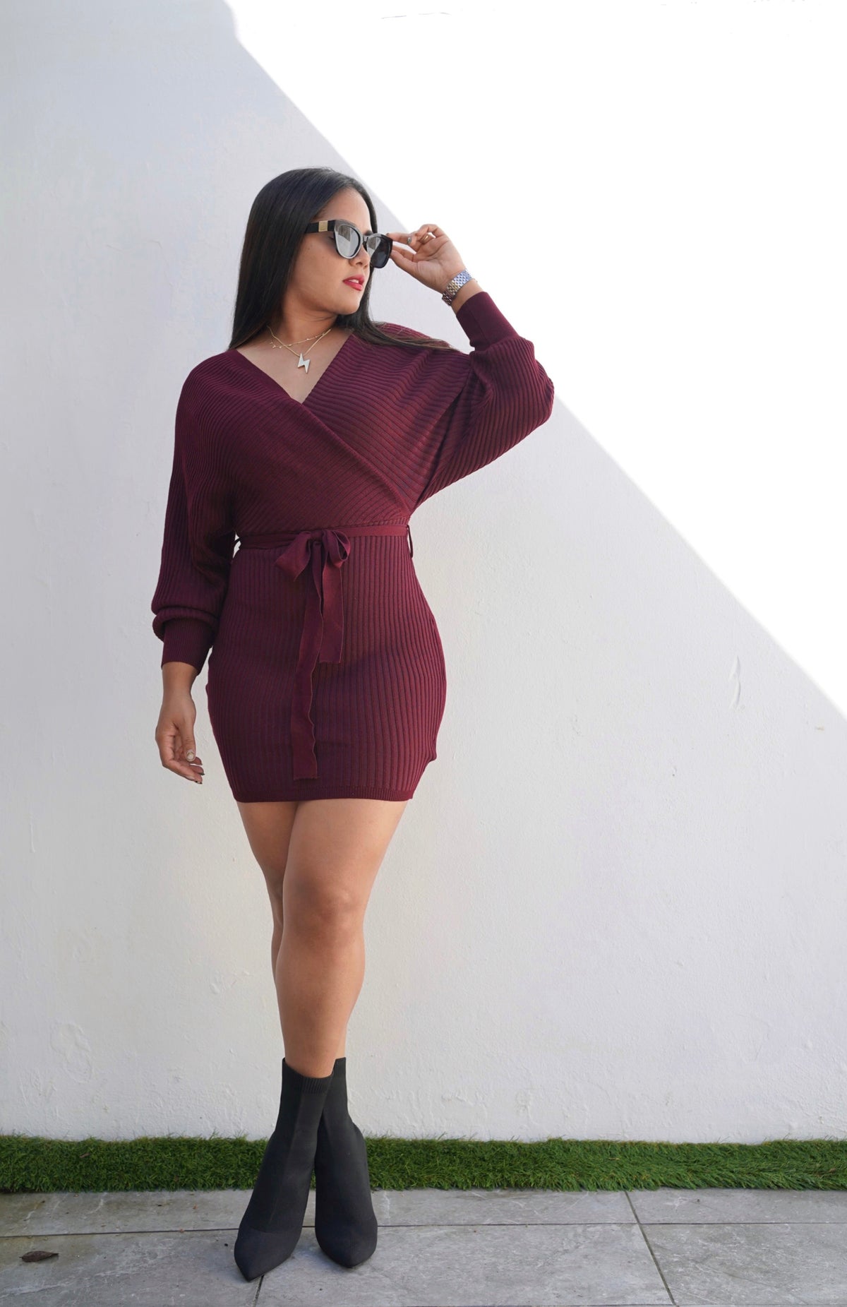 Ivonne sweater dress - Burgundy