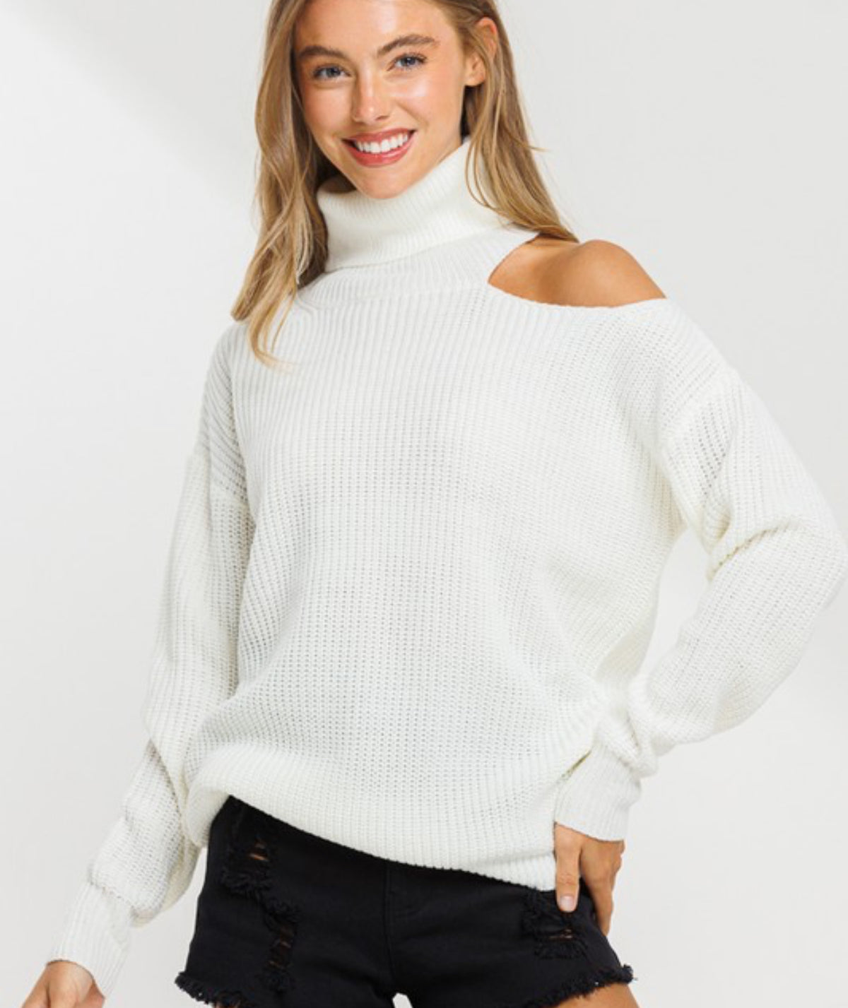 Open shoulder sweater