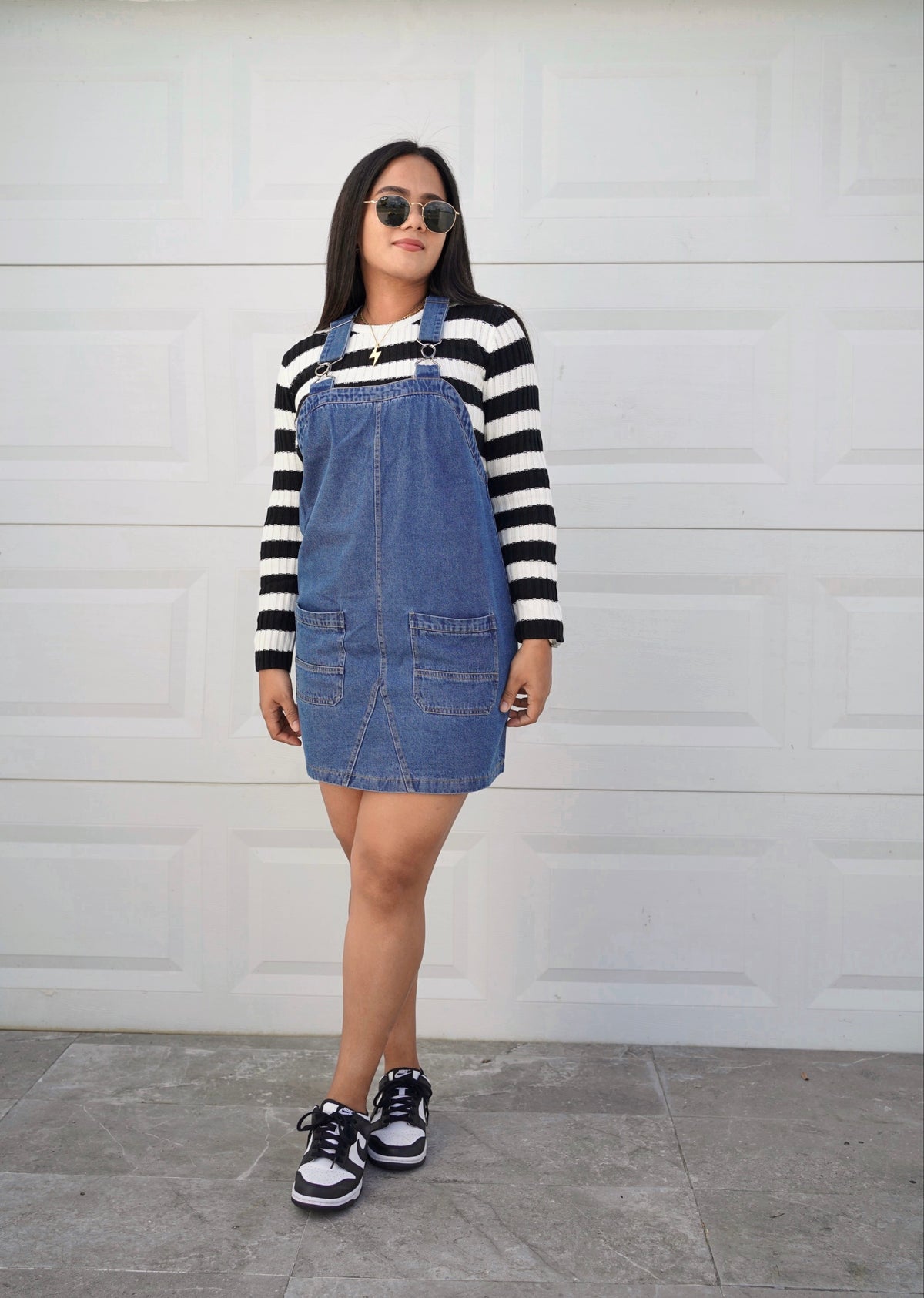 Denim overall dress