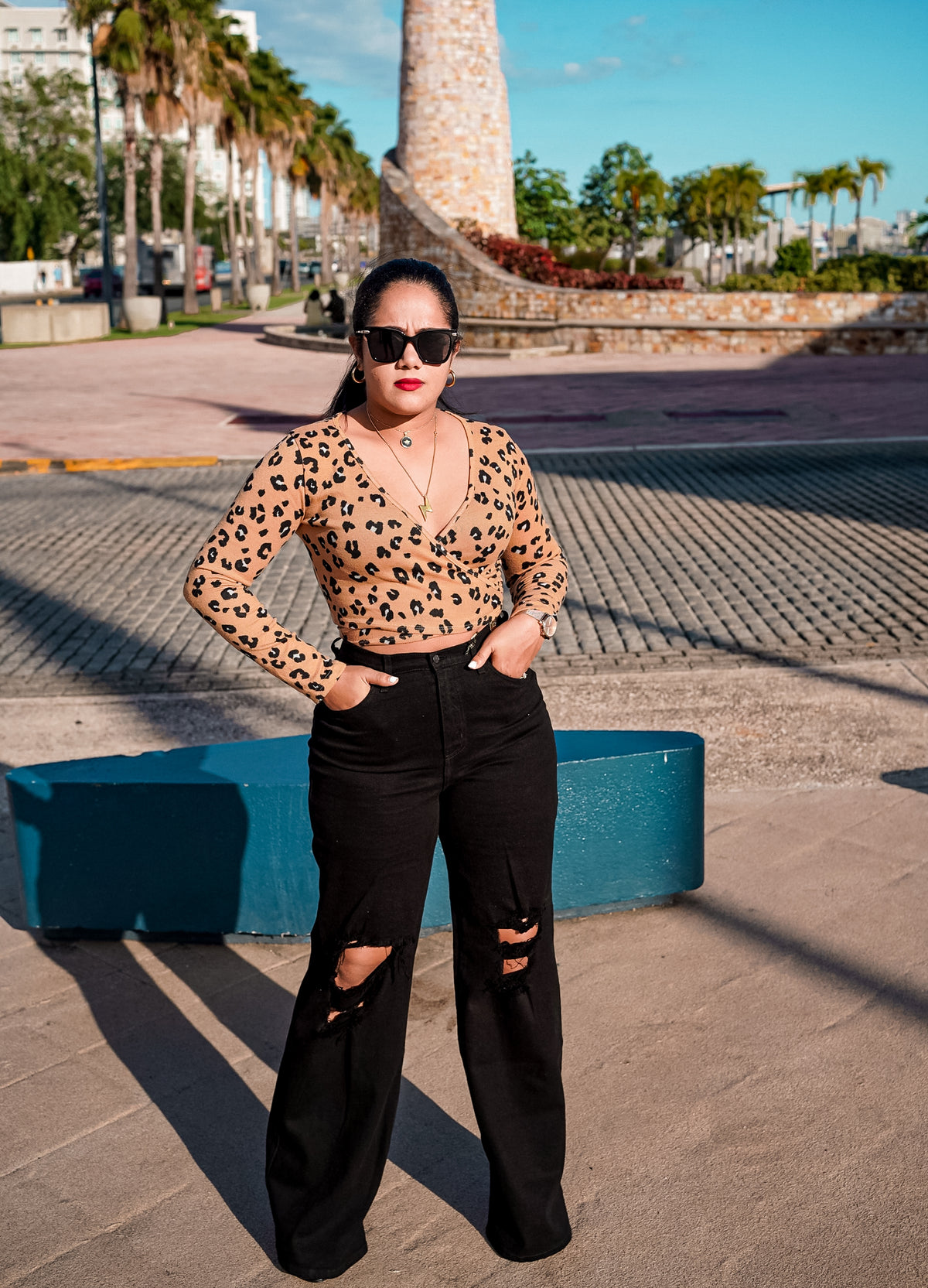 Leopard wrap around top